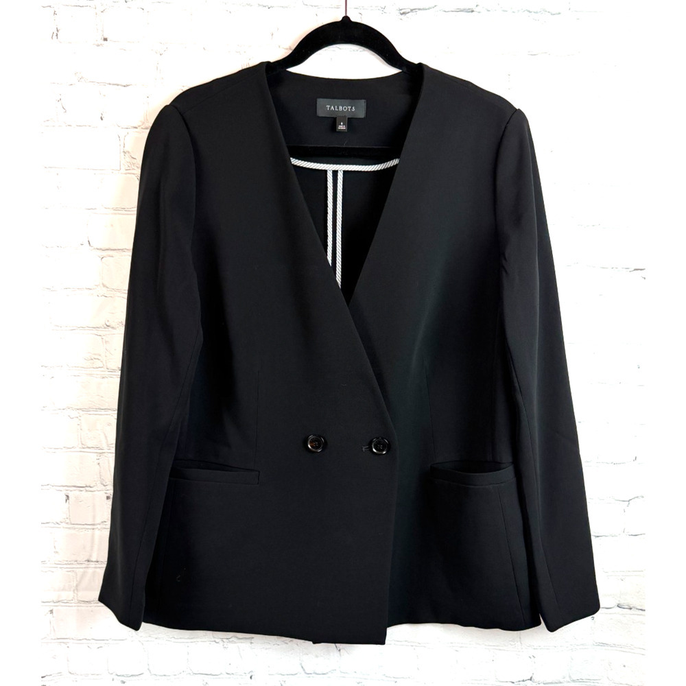 TALBOTS black stretch unlined blazer jacket size 8 NWOT